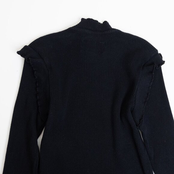 Current/Elliott The Ruffle Rib Top Black Ribbed Mock Neck Size 1 - Picture 10 of 11